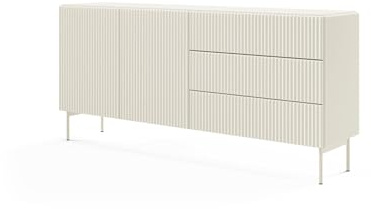 FURNLUX Muti Sideboard, Beige, MDF & Chipboard, 177 x 40 x 81 cm, 2 Doors & 3 Drawers, Modern, Living Room & Dining Room