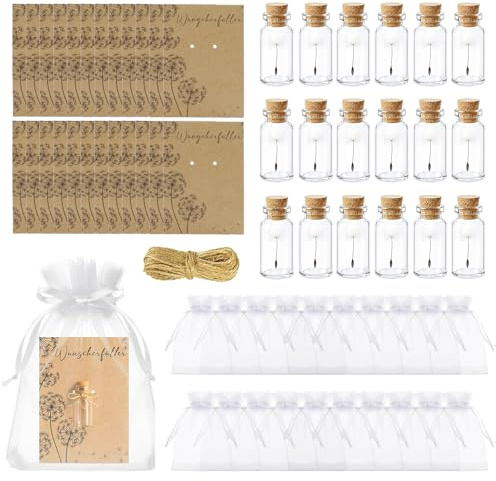 Piccolo desiderio riempitivo 30 set di fiori di leone in vetro portafortuna per i vostri desideri, durevole – Idea regalo perfetta per compleanno, matrimonio, festa della mamma, Pasqua, ecc.