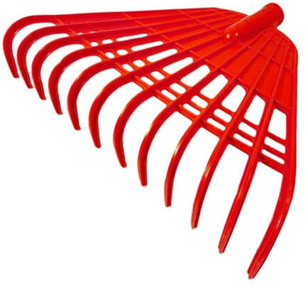 MFMEXUL Râteau à Gazon Multifonction, Râteau D'aménagement Paysager, Ramasseur de Feuilles à 12 Dents pour Le Nettoyage Des Arbustes et Des Pelouses, Rouge