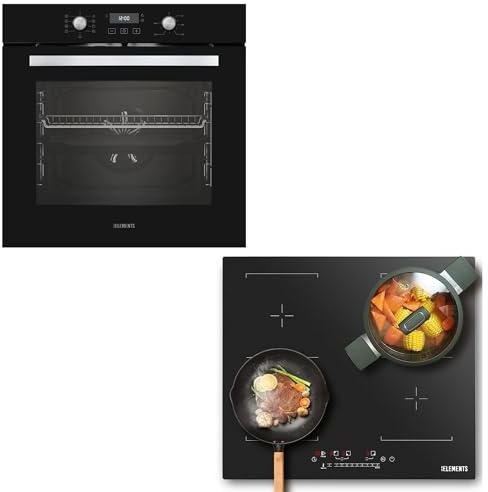 Herdset | 60cm Einbaubackofen | 59cm Induktionskochfeld | Induktionskochfeld kratzfest (Anti scratch) | Grill | Heißluft | AQUA CLEAN | 9 x Funktionen | Kindersicherung