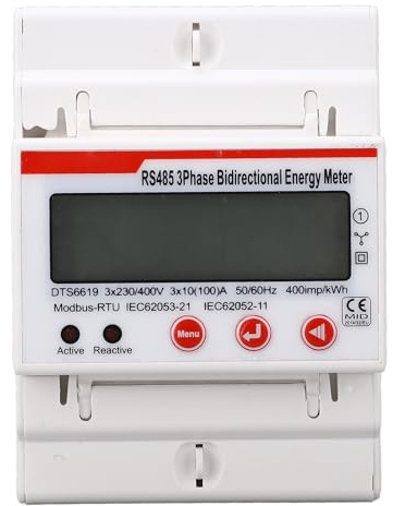 Misuratore di potenza su guida DIN trifase 4 fili con display LCD multifunzione - Voltmetro Amperometro Frequenza e monitor energia con comunicazione Modbus e misurazione