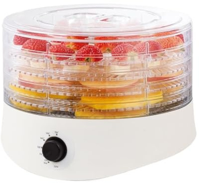 Secadora de Alimentos Deshidratador de alimentos, for y cecina, máquina deshidratadora carne 280 W for deshidratados con 5 rejillas secado, color blanco