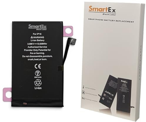 Smartex® Black Label Batterie Compatible avec iPhone 16 capacité 3561 mAh