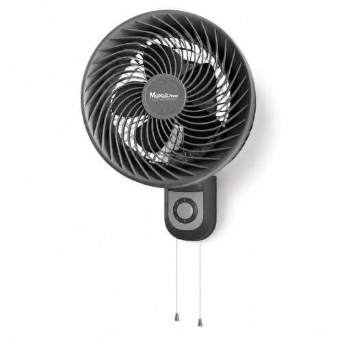 JYC CREATIVE Ventilatore da parete grigio da 30,5 cm, 90 W, 3 velocità, oscillazione di 75°, controllo con doppio cordoncino, per ufficio, palestra, commercio e officina, grigio 90 W