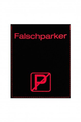 Parkscheibenhülle inkl. Parkscheibe mit Aufschrift - Falschparker Filzfarbe schwarz, Flockfarbe rot