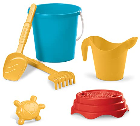 Mondo Toys - Bucket Set + Water CAN Unicolor - Sandeimer Set ø17 cm mit Giesser - 6-Teiliges Strandspielzeug Set für Kinder ab 3 Jahren, Strandset - 18904