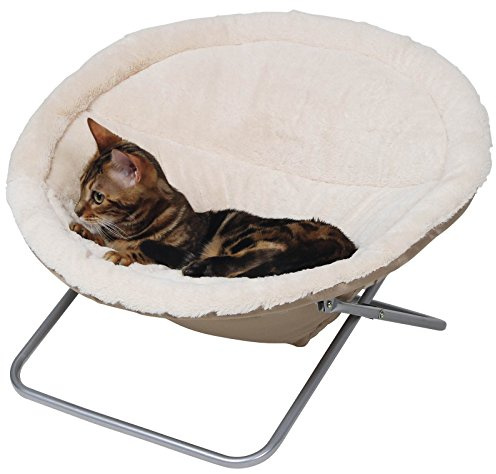 Kerbl Pet Liegemulde Alice für Katzen | Beige, Ø 58 cm, Höhe 36 cm, klappbares Metallgestell mit weicher und waschbarer Softplüschauflage