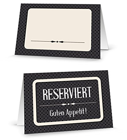 Logbuch-Verlag 50 Reserviert Schilder Reserviertkarten Tischkarten Tischreservierung Restaurant schwarz-weiss Tischaufsteller Gastronomie