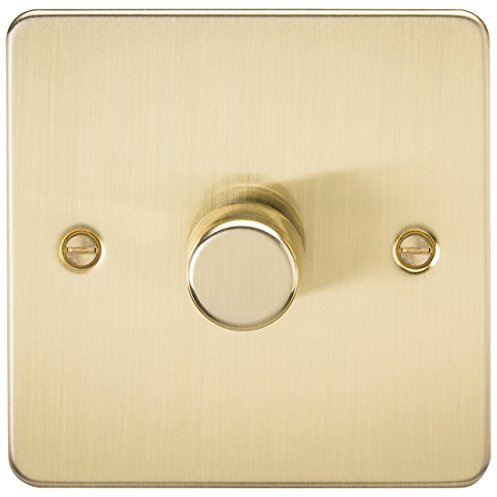 Knightsbridge Flat Plate 1G 2 Way 40-400W Dimmer - Brushed Brass