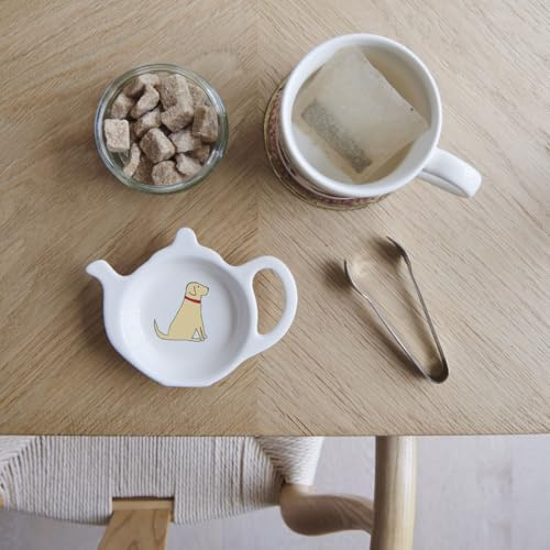 Sweet William Teabag Dish, Teapot Shape,   Yellow Labrador