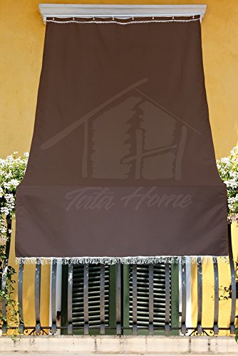 Tata Home Tenda da Sole con Kit Ganci e Anelli in Tessuto Resistente da Esterno o Balcone Misura cm 280x295 Dis.5 Tinta Unita Colore Marrone