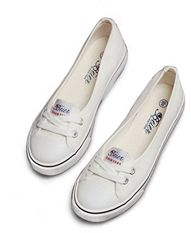 BAINASIQI Zapatillas de bailarinas para mujer, con cordones, para verano, tiempo libre, talla 37, color blanco, Blanco, 37 EU