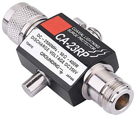 ASHATA Überspannungsschutz, 50Ω DC-2500 MHz N Stecker Coaxial Protector,400W Koaxial Blitzschutz Blitzableiter Überspannungsschutz Ableiter Arrestor