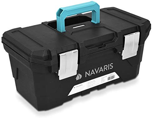 Navaris Cassetta degli attrezzi lavoro vuota - Valigetta 16 in plastica rigida - Organizer arnesi strumenti capacità 15l - con vassoio removibile