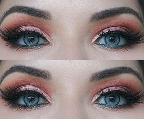 Sehr stark deckende und natürliche blaue Kontaktlinsen SILIKON COMFORT NEUHEIT farbig „Padua Aqua“ blau + Behälter von GLAMLENS - 1 Paar (2 Stück) - DIA 14.00 - ohne Stärke 0.00 Dioptrien