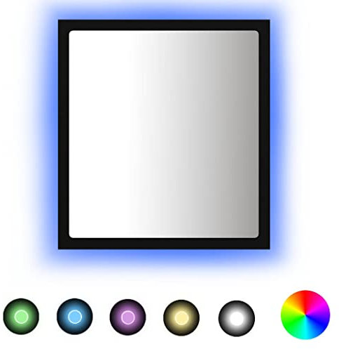 vidaXL Espejo de Baño con LED Inodoro Aseo Muebles Mobiliario Decoración Adorno Habitación Moderno Contrachapada Acrílico Negro 40x8,5x37 cm