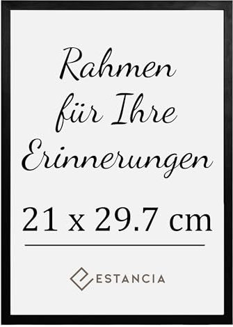 Estancia Schwarzer Bilderrahmen aus Kiefernholz 21x29,7 cm (A4) mit Bruchsicherem Acrylglas | Moderner Holzbilderrahmen Din A4
