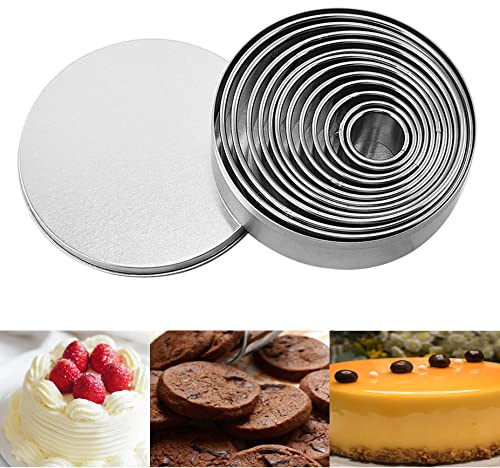 Xoutuo Round Cookie Biscuit Cutter Set 12, Metal Circle Biscuit Cutters Set,Pastry Donut Doughnut Ring Cutter Set Circle Round Cookie Cutters for Donut Pastries Fondant Cake