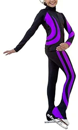 Songyi Eiskunstlauf Jacke und Eiskunstlauf Hose Warme Fleecehose Skatenbekleidung für Mädchen und Damen(Size:3XS,Color:Violett)
