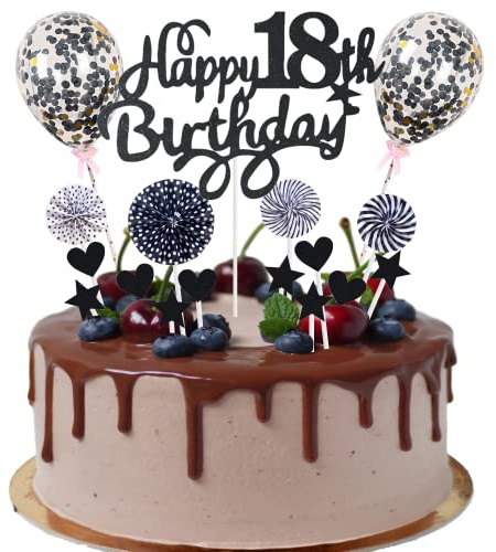 Tortendeko junge 18. Geburtstag Hello 18 Cake Topper Blau mit Herz Stern Ballon Kuchendeko 18. Geburtstag mädchen Happy 18th Birthday Tortendeko 18 jahre junge mädchen 18 Geburtstag junge mädchen