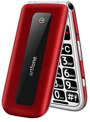 artfone Seniorenhandy ohne Vertrag,2G GSM Klapphandy mit großen Tasten,Rentner Handy für Senioren mit SOS Notruftaste,Mobiltelefon 2,4 Zoll Farbdisplay,Dual SIM,Taschenlampe-Rot