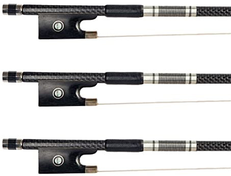TSTS Geigenbogen 3 STÜCKE Advanced Silver Braided Carbon Fiber Violinbogen Für 4/4 Größe Geige Ebenholz Frosch (Size : One Size)