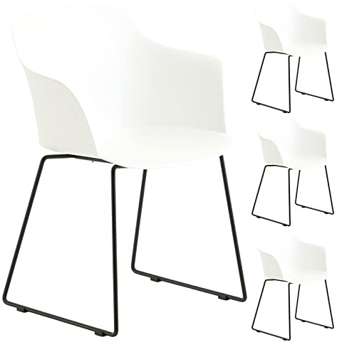 IDIMEX Gartenstuhl FORO im 4er Set, Weiß - Outdoor Schalenstuhl aus Polypropylen, Sitzschale UV-beständig und pflegeleicht, schlanke Metallbeine, modernes Design für Garten und Terrasse