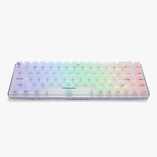 Higround Crystal Opal Basecamp Clavier de Jeu Filaire USB 65% mécanique Commutateurs Glacier Silencieux RVB programmable Transparent/translucide Hot-Swap Deep Thock Son crémeux