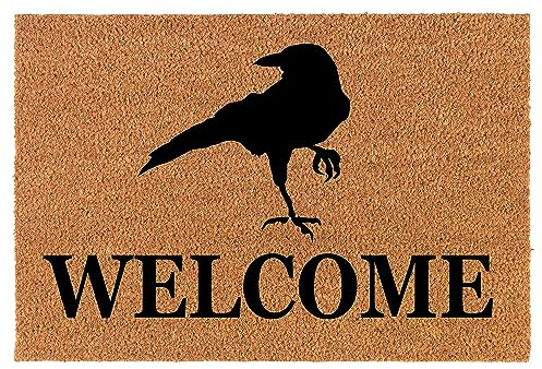 Welcome Doormat Coco Coir Door Mat Gift Welcome Crow Raven Blackbird (30 x 18)