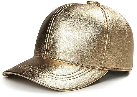 RYDLE Basecap Herren Winter Unisex Leder Baseball Cap Männer Frauen Casual Helle Goldene/Silber Hip Pop Hut Männlich Hockey Snapback Chapeu,Gold,58-60 cm