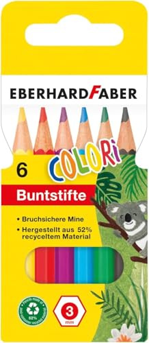 Eberhard Faber 514906 - Colori kurze Buntstifte, hexagonale Form, in 6 Farben, im Kartonetui, zum Malen, Illustrieren und Zeichnen (Packung mit 5)