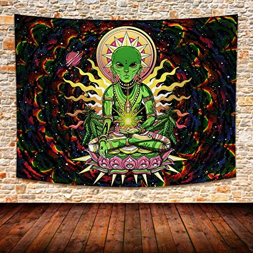 874 Wandteppiche Yoga Alien Psychedelisch Deko Wandbehang Langlebig Wandtuch Für Geschenke Schlafsaal Apartment,130X150Cm
