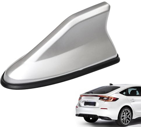 WeFoonLo Auto Haifischflosse Antenne Abdeckung Dach Antenne Radio Signal Ersatz mit Klebeband für Auto SUV LKW, dekorative Antennenbasis und verbessern das Signal (Silber)