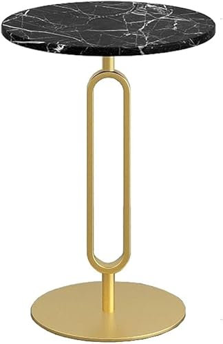 Moderner Beistelltisch, Minitisch, mit Marmorplatte (golden), Tabletttisch, Metallgestell, geeignet für Wohnzimmer, Schlafzimmer, Balkon