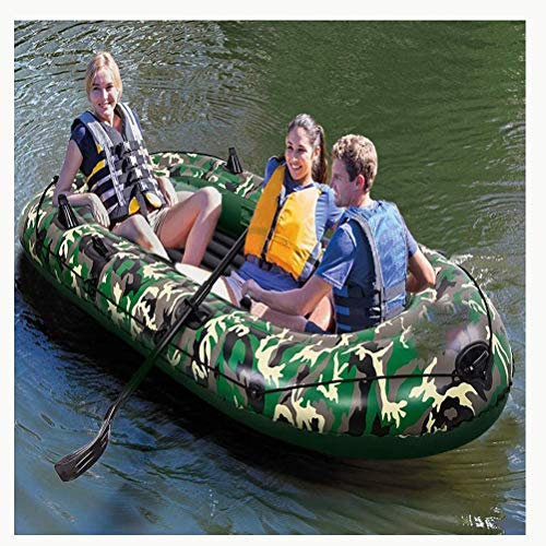WolFum Großes aufblasbares Rafting-Angelboot, Beiboot, Pontonboot, aufblasbares Boot, Serie Explorer, Tourenkajak, 2/3/4-Personen-PVC-Kanuboot-Set mit Paddeln und Luftpumpe für Wassersportspaß