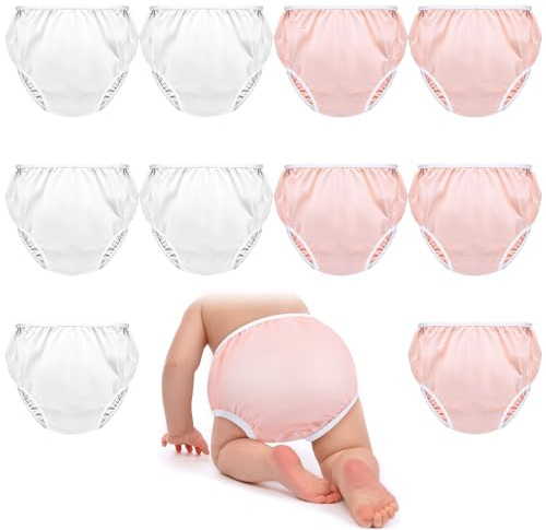 Cozypower 10 Pairs Toddler Waterproof Plastic Pants Reusable Plastic Diaper Covers Potty Training Underwear Pants (M)
