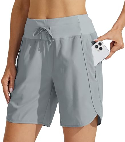 WILLIT Damen Shorts Sporthose Kurz High Waist Laufhose Sommer Laufshorts Schnelltrocknend Wanderhose Kurze Hose Sport Fitness Running mit Taschen 7