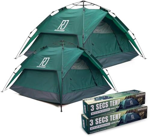 Reactive Outdoor Tent - 3 Second Tent - 3 Sec Instant Pop Up - Easy and Quick Setup Camping - 1 Person Setup Waterproof Double Layer Outdoor Camping Tent (1 Small-Sized + 1 Large Sized (3-5 person))