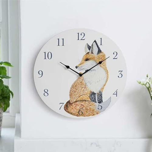 Garden Mile Fox 30cm Outside Clock and Thermometer for Garden, Fox Garden Ornament, Exterior Garden Clock, Vintage Look Clocks for Patio, Livingroom Décor
