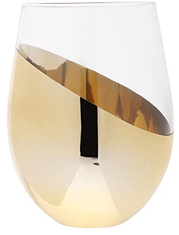 Stielloses Weißweinglas 550ml aus Glas in Gold für Zuhause und Büro
