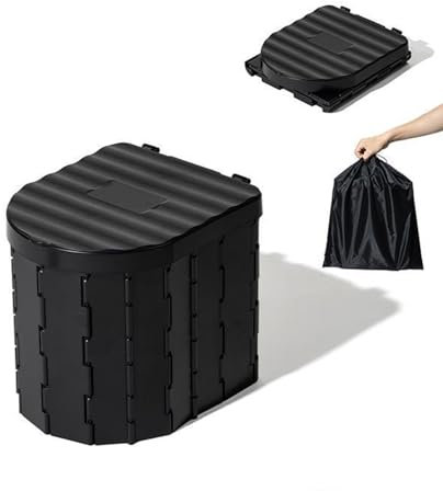 Tragbare Campingtoilette Faltbar Camping Toilette Reisetoilette Wc Trockentrenntoilette Notfall Toilette Klappbar Mit 12 Reinigungstaschen Für Auto Reisen Angeln Stau Unterstützt Über 100kg ,Black