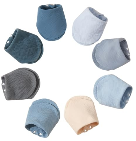 BRONG 8er-Pack Musselin Halstuch Baby Lätzchen Mit Verstellbaren Druckknöpfen Neugeborene Bandana Sabbern Dreieckstuch Kleinkinder Jungen Mädchen Zahnen Füttern LäTzchen