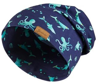 Sterntaler Beanie Unterwasser - Coole Baby Mütze aus Flammgarn Jersey mit Allover Druck Meerestiere - Jungen UV-Schutz 50+ Mütze - variabel tragbar - Baby und Kinder Übergangsmütze, blau, Größe 53