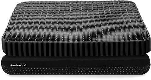 Gel Seat Cushion for Long Sitting, Soft and Breathable, Thick Gel Seat Cushion for Back, Sciatica, Hip, Tailbone Pain Relief, Used for The Office, Wheelchair, Car, Recliner, Stadium, Kayak.(Black)