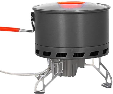 Lembeauty Campingtopf, Camping-Kochtopf | Kochtopf mit Deckel und Klappgriff,Antihaftbeschichtete Campingpfanne, kompakte und leichte Töpfe zum Kochen im Freien, Angeln