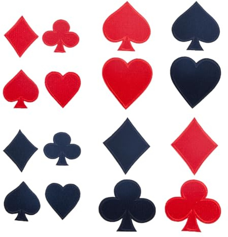SUPERFINDINGS 2 Größe 8 Stile Spielkarten Applikationen Poker Applikationsset Aus Stoff Zum Aufbügeln Und Aufnähen Spielkarten Logo Aufnäher Pokerkarten Gaming Applikationen Bestickt