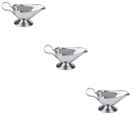 ABOOFAN 3pcs Stainless Steel Gravy Boat Sauce Dish Serving Bowl Condiment for Restaurant Hotel Kitchen