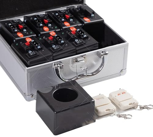 WHRAOY Mini Base per Fuochi D'artificio(8 Ricevitori), Ricevitore Pirotecnico Freddo, con Valigia+ 2 Telecomando Senza Fili, Distanza del Telecomando: 100 M, per Gli Spettacoli, Nozze