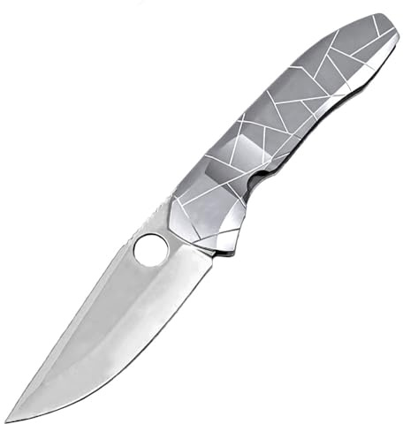 Pocket folding neck knife Titanium, EDC Outdoor messer survival, Robust taschenmesser Premium Klappmesser titan handliches werkzeug messer s90v stahl scharfe Tanto Titanlegierung einhandmesser slim