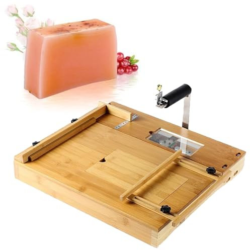KUOYTT Taglierina per Sapone Professionale Fatta a Mano con Contenitore Nascosto, Grande affettatrice per Sapone con Scala di Dimensioni e Design con Clip per Sapone Altezza di Taglio